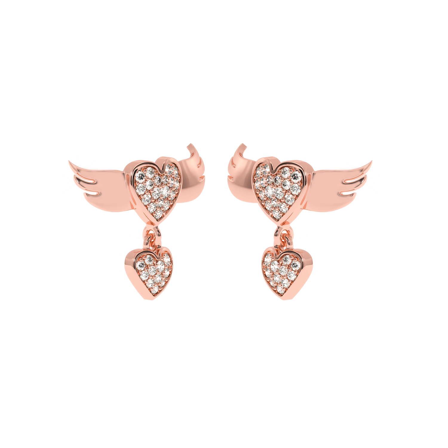 Lab Grown Diamond Angel Wings Heart Earrings 0.35ct